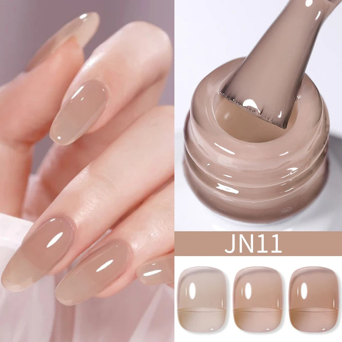 BORN PRETTY Jelly Nude Gel Nail Polish 10ml Light Pink Peach Translucent Color UV Light Cure Gel Varnish Nail Art DIY at Home