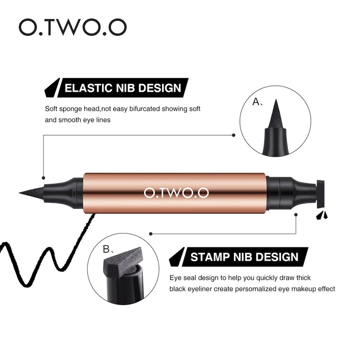 O.TWO.O 3pcs Eyes Makeup Kit Black Eyeliner Stamp Mascara Eyeborw Pencil Long-lasting Waterproof Cosmetic Set Make-up for Women