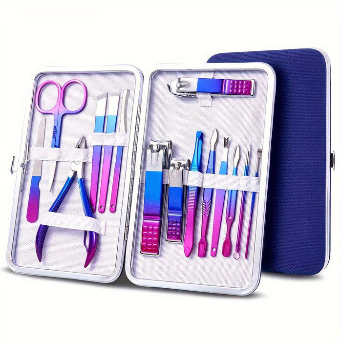 7/10/12/15pcs Professional Nail Clippers Pedicure Kit, Stainless Steel Cuticle Nippers And Cutter Kit Grooming Kit For Travel