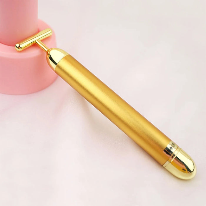 24k Gold Facial Slimming Face Beauty Bar Pulse Firming Facial Roller Massager Lift Skin Tightening Wrinkle Vibrating Tool