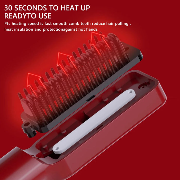 Hair Straight Styler Curling Iron Hair Curler Comb Fast Heating Hair Straightener Flat Irons Wet Dry Brush Comb USB Rechargeable