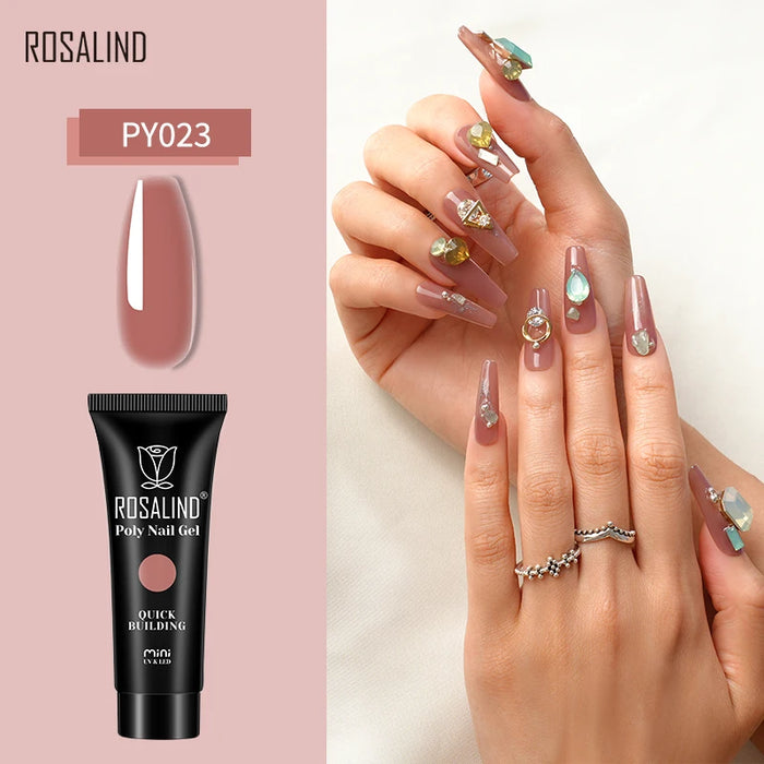 Rosalind Clear White Poly Nail Gel UV Builder Acrylic Liquid Quick Extension Nail Art Tip Glitter Poly Crystal Gel Top Base Coat