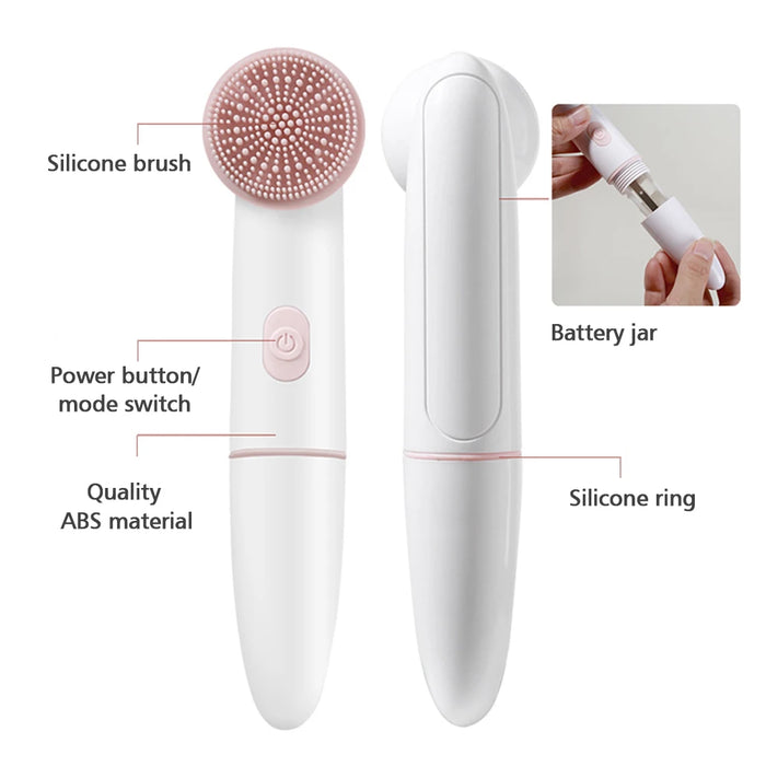 2 in 1 Electric Silicone Facial Cleansing Brush Deep Clean Skin Care Tool Peeling Blackhead Removal Pore Cleanser Face Massager