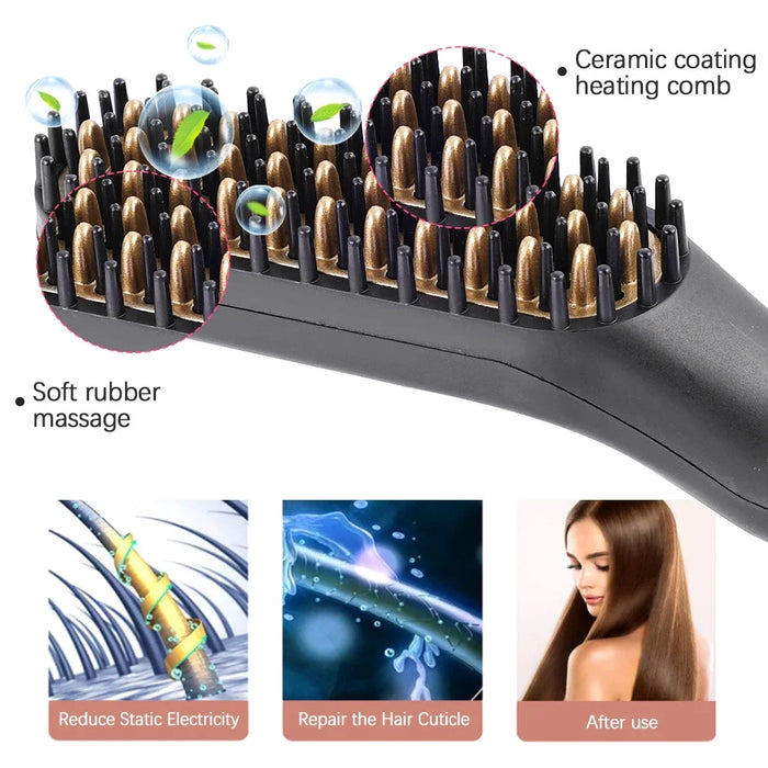 Professional Hair Comb Brush Beard Straightener Multifunctional Hair Straightening Comb Hair Curler Fast Heating Styling Tools