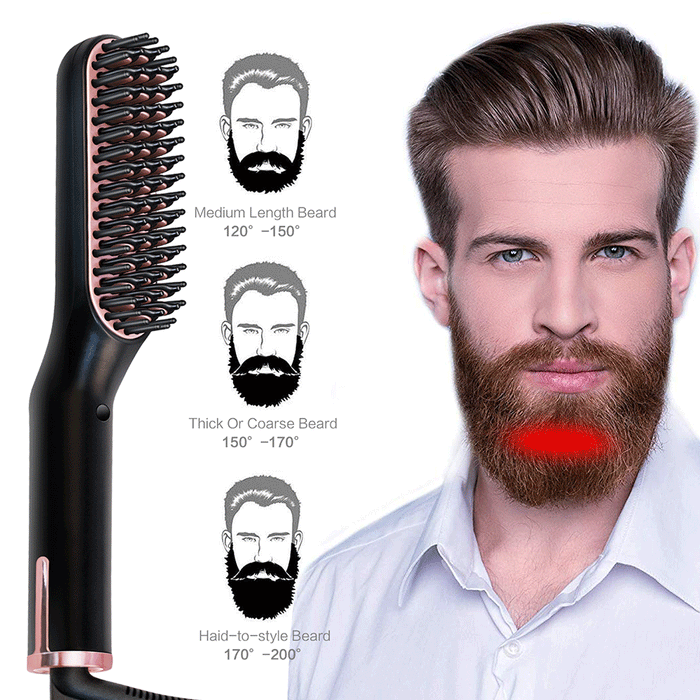 Ionic Hair Beard Straightener Comb Anti-Scald Ceramic Heated Beard Brush Portable Beard Straightening Comb