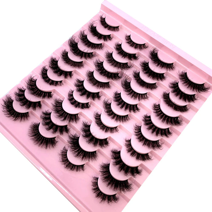 HBZGTLAD 20 Pairs Fluffy 3d Mink Lashes Natural Eyelash Extension Mink False Eyelashes Cilios Faux Cils Makeup Tool Thick Lashes