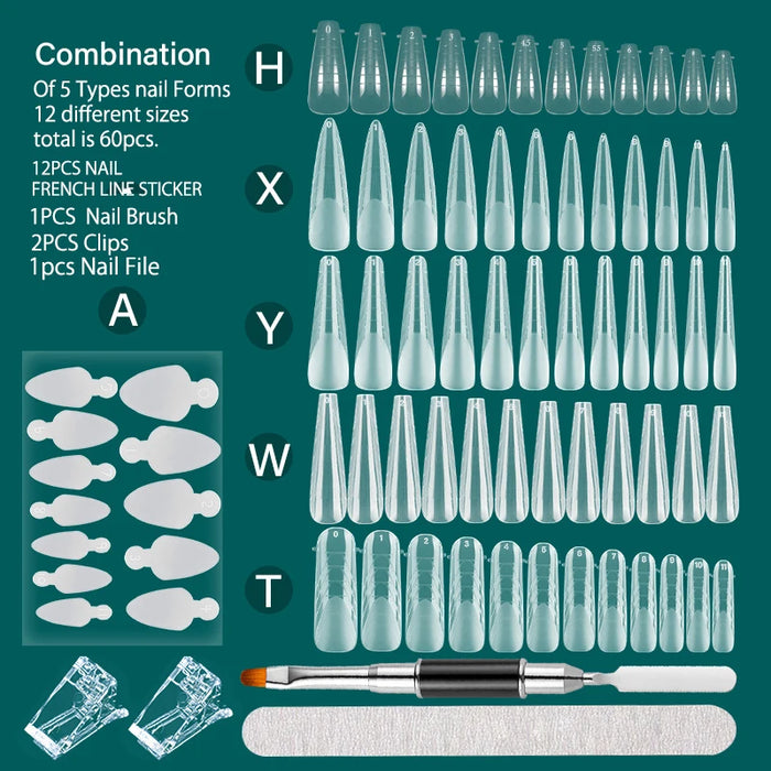 FILI Nails Art Tool Set Quick Building Mold Nail Brush Kit Dual Forms Nail Extension System With Nail Pen Gel Clips For Top Form