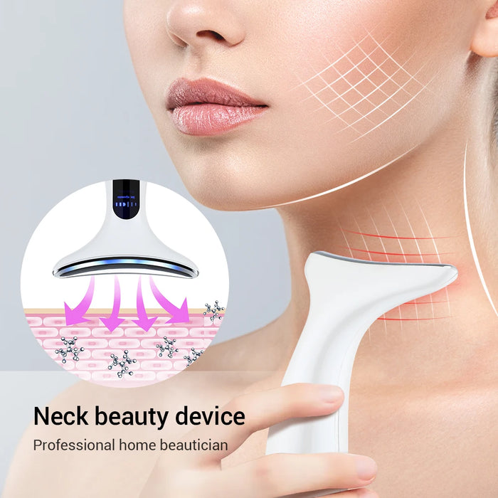 EMS Neck Face Beauty Device LED Photon Therapy Firming Lifting Skin Wrinkle Removal Thin Double Chin Vibration Facial Massager