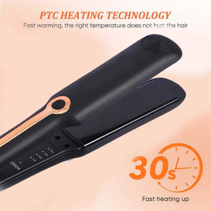 Hair Straightener Fast Ptc Instant  Heating Ceramic Plate Flat Iron Adjustable Temperature 2 In 1 Straight Curler Styling Tool