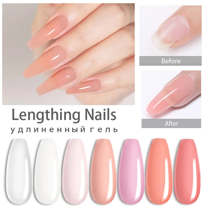 LILYCUTE 15ml Nail Extension Gel Set Clear Nude Quick Nail Prolong Acrylic Crystal Extend Mold Nail Art Construction Gel Varnish