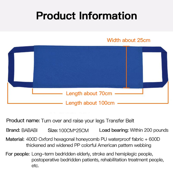 Elderly Disabled Transfer Belt Bed Nursing Shift Pad Turn Over Auxiliary Belt Bedridden Patient Transport Carrying Mobile Belt