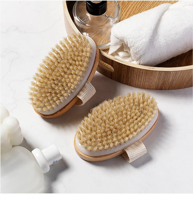 Wet and Dry Body Brush Exfoliator with Soft Bristles Body Scrub Brush for Cellulite and Lymphatic Bath Shower Skin Care Tool