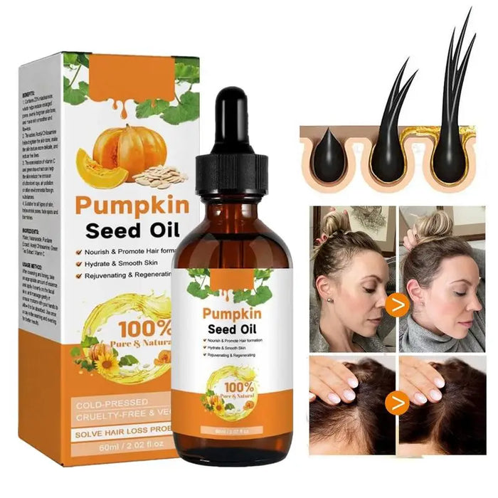 NEW 60ml Hair Growth Pumpkin Seed Oil Body Skin Nourishing Scalp Massage Health Dry Damaged Cracked Repair Nourishing