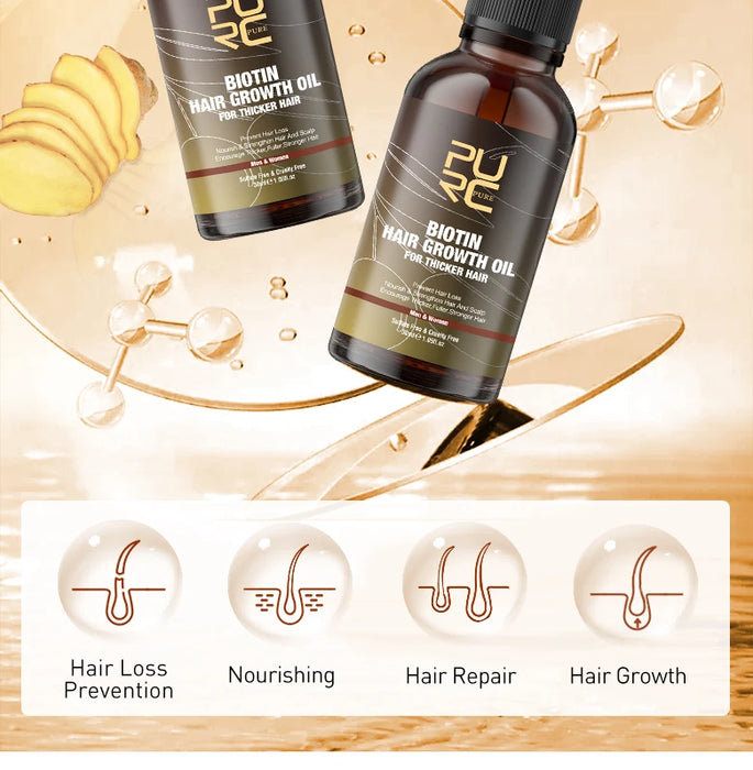 PURC Biotin Fast Hair Growth Oil, Hair Regrowth, Anti-Hair Loss for Men and Women, Hair & Scalp Treatment, Beauty Health