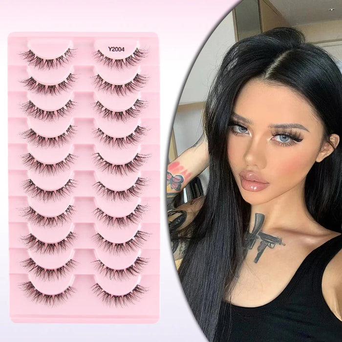 Lashes 3/10 Pairs Half Lashes Cat Eye Natural Long Lashes 3D Mink Eyelashes Full Strip Lashes Makeup Extension Tools