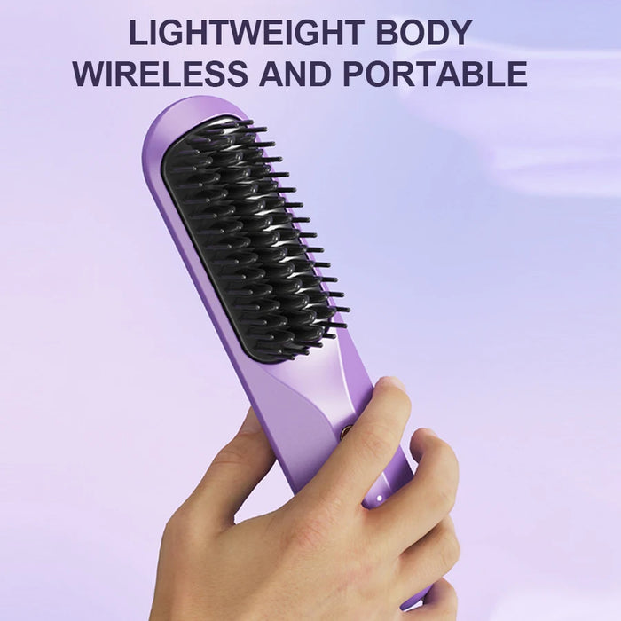 Cordless Electric Hair Brushes Straightener Brush Ionic Heat Comb for Women Travel Portable Dryer and Straightening Brush Styler