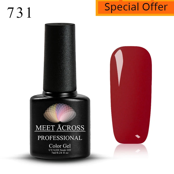 MEET ACROSS 7ml 140 Colors Nail Gel Polish Colorful Laser Glitter Sequins Gel Soak Off UV LED Gel Nail Art DIY Design Varnishes