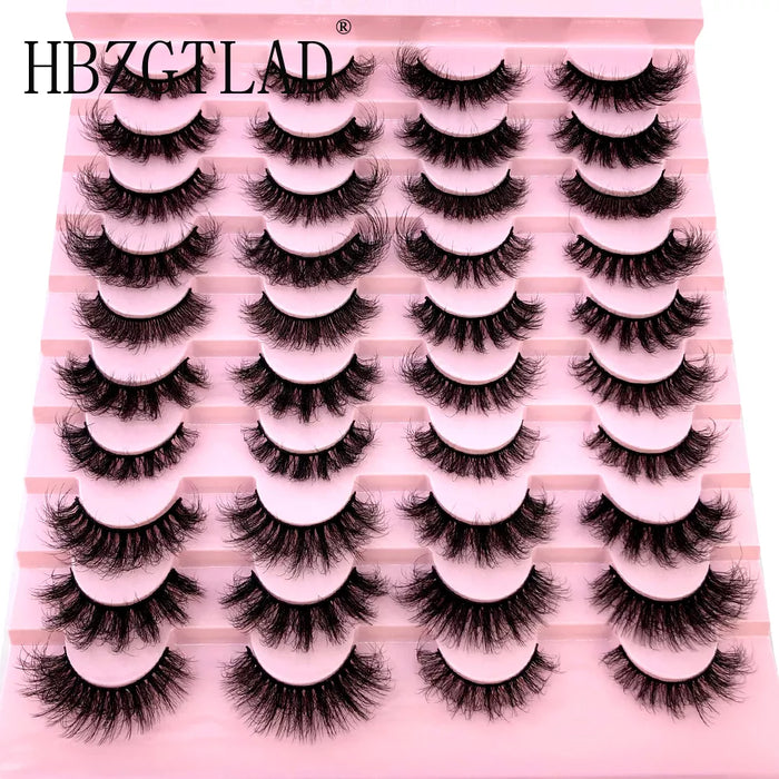 HBZGTLAD 20 Pairs Fluffy 3d Mink Lashes Natural Eyelash Extension Mink False Eyelashes Cilios Faux Cils Makeup Tool Thick Lashes