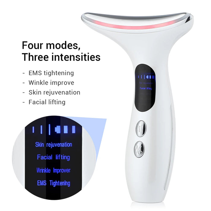 EMS Neck Face Beauty Device LED Photon Therapy Firming Lifting Skin Wrinkle Removal Thin Double Chin Vibration Facial Massager