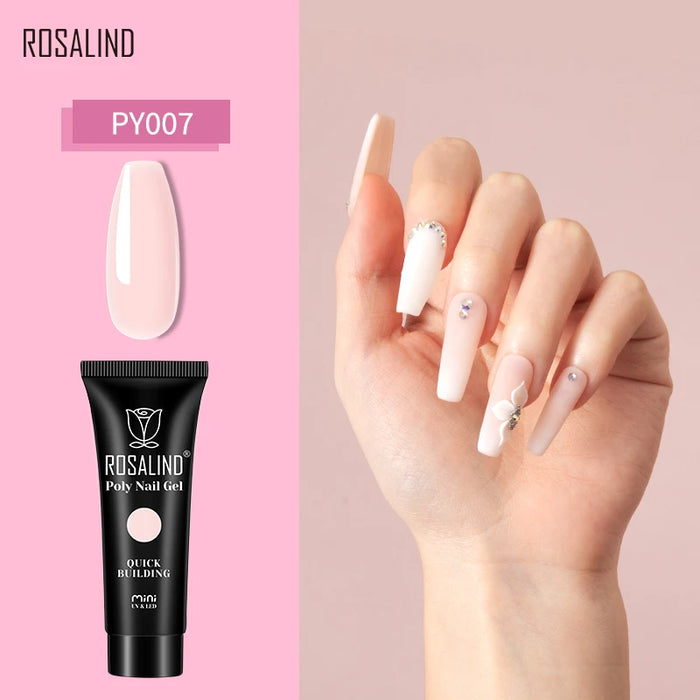 Rosalind Clear White Poly Nail Gel UV Builder Acrylic Liquid Quick Extension Nail Art Tip Glitter Poly Crystal Gel Top Base Coat