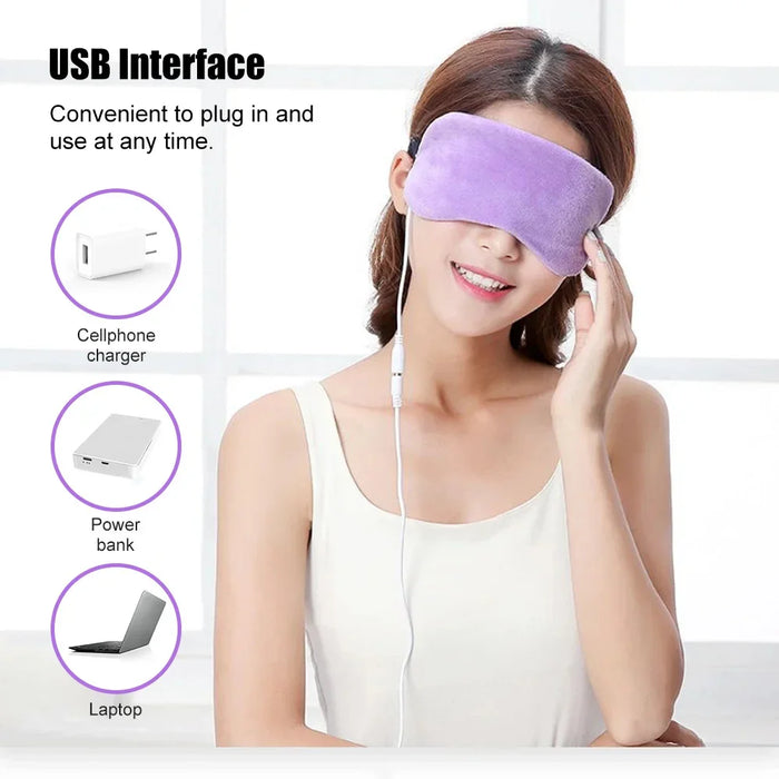 USB Heated Eye Mask Reusable USB Steaming Mask Eye Massager for Sleeping Puffiness Anti Dark Circle Patch Hot Blindfold Eye Care