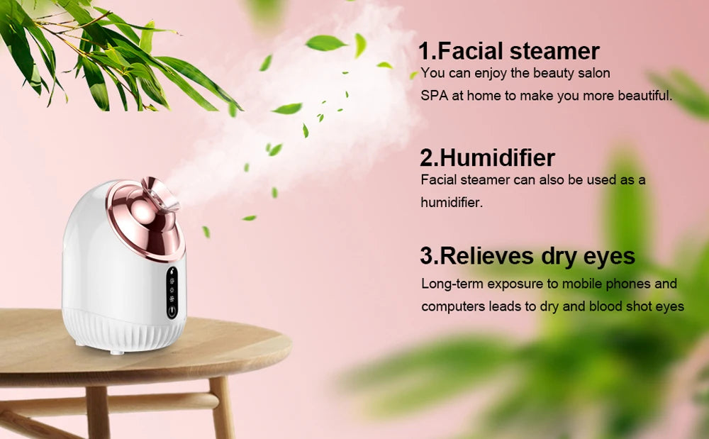 SPA Face Steamer Nano Mist Sprayer Facial Steamer Cold & Hot Nebulizer Facial Sauna Humidifier For Pores Cleansing Moisturizing