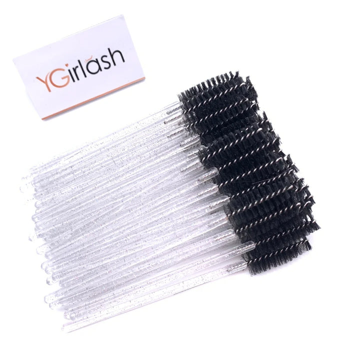 YGirlash Wholesale Good Quality Disposable 50 PCS/Pack Crystal Eyelash Makeup Brush Mascara Wands Lash Extension Tools