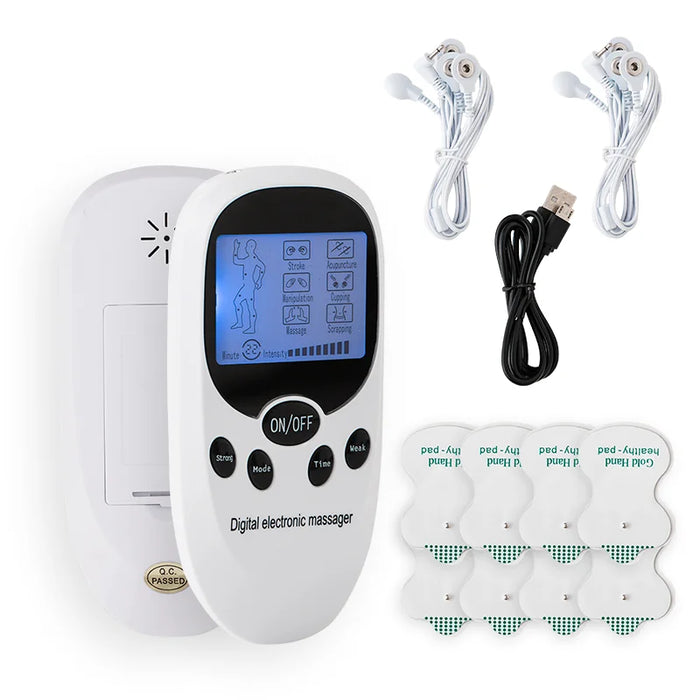 Digital TENS Machine EMS Massager Electric Pulse Muscle Stimulator for Back Neck Electrode Massage Pads Convenient Use at Home