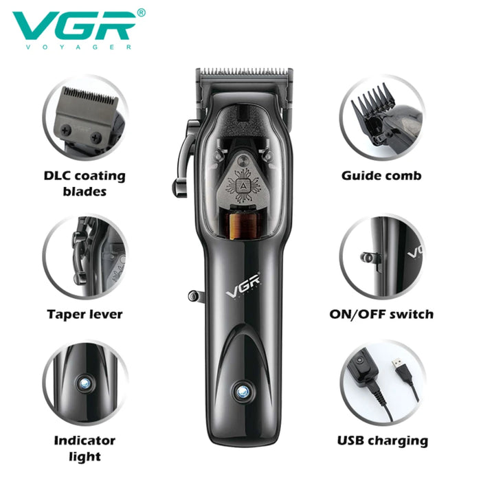 VGR Hair Clipper Professional Hair Cutting Machine Cordless Hair Trimmer Electric Barber Haircut Machine Trimmer for Men V-653