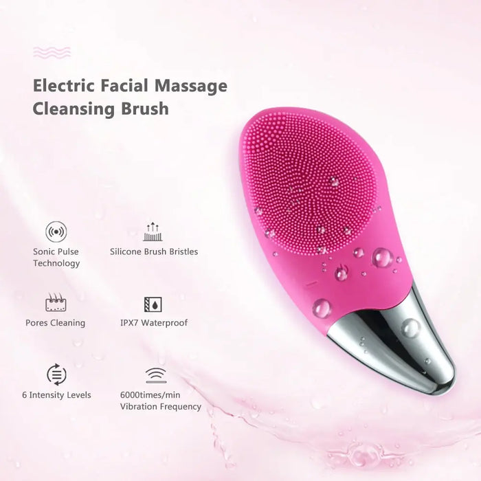 Hailicare Electric Facial Cleansing Brush Massager Waterproof Silicone Sonic Face Massage Cleaner Deep Pore Face Cleansing Brush