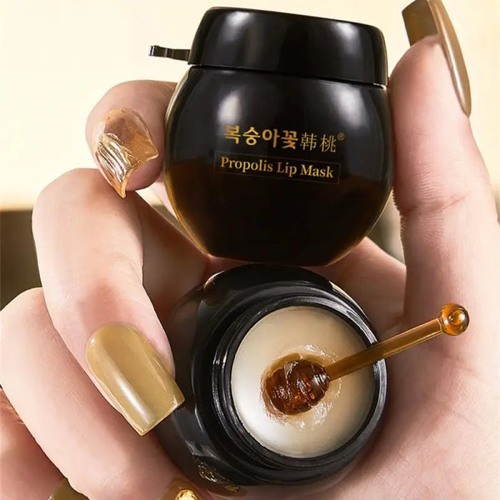 Propolis Lip Mask With Lip Brush Moisturizing Repair Lip Balm Fade Lip Lines Long-lasting Hydrating Exfoliating Dead Skin Care