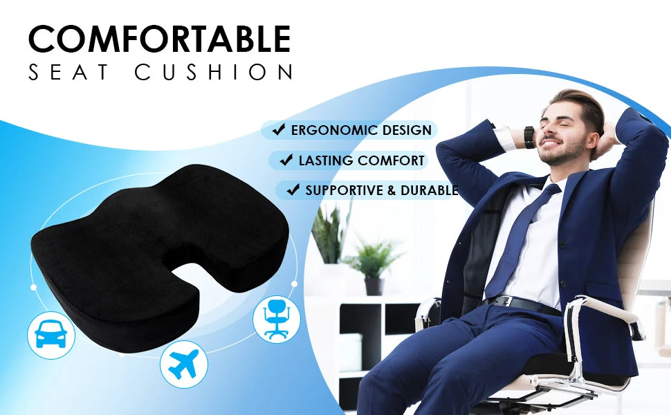 Travel Coccyx Seat Cushion Memory Foam U-Shaped Pillow for Chair Cushion Pad Car Office Hip Support Massage Orthopedic Pillow