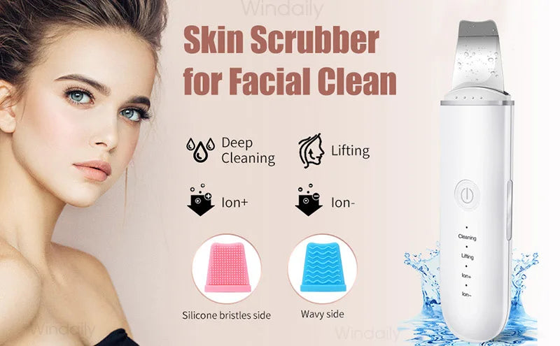 Ultrasonic Skin Scrubber Vibration Face Spatula Blackhead Remover Shovel Clean Cavitation Peeling Facial Lifting Skin Care Tools