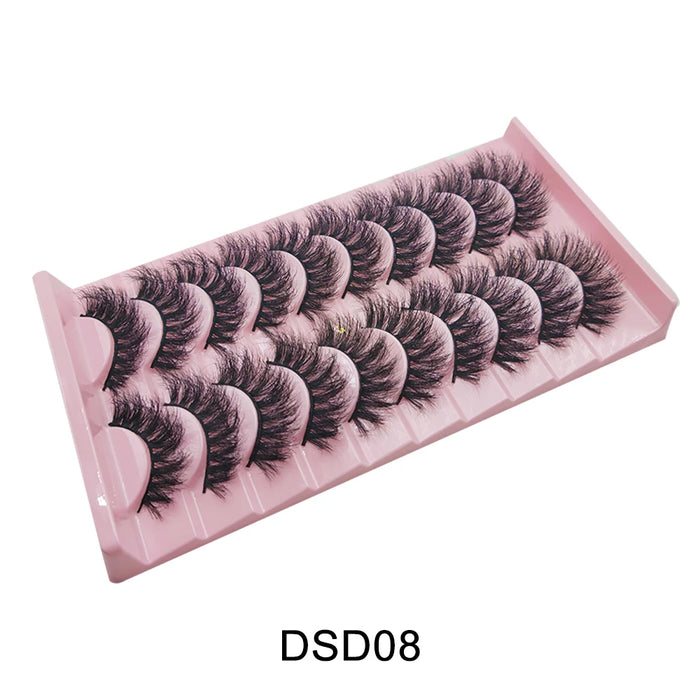 Russian Strip Lashes 10-pairs Fluffy Mink Lashes 3D False Eyelashes Russian Volume Eyelashes Fake Eyelashes Giveaway Makeup