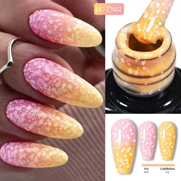 LILYCUTE Thermal Gel Nail Polish Nude Pink Winter Grey Gradient Temperature Color Changing Long Lasting Nail Art Gel Varnish