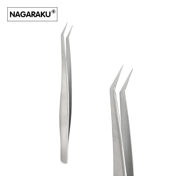 NAGARAKU 2pcs set for eyelash extension professional tweezers N-01 and N-02 for divide volume eyelash