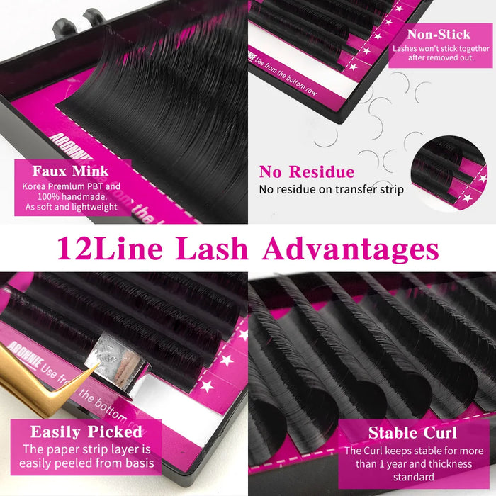 Abonnie L Curl Classic Individual Eyelashes Extensions Fluffy Volume Lashes Supply All Size Cilios L