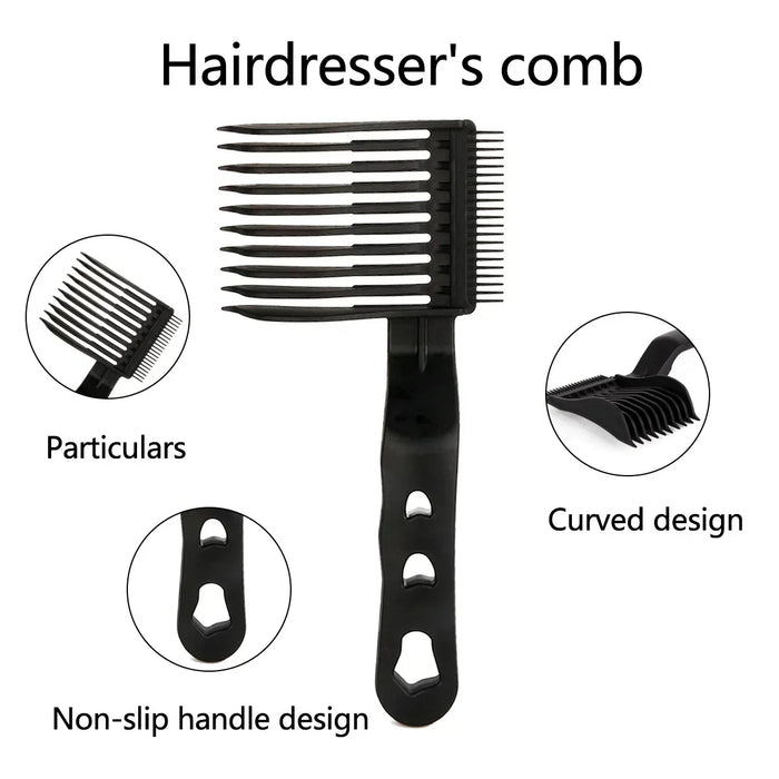 2PCS Kit Upgrade Barber Flat Top Hair Cut Combs Men's Arc Design Curved Positioning Hair Clipper Combs Salon Hairdresser Tools