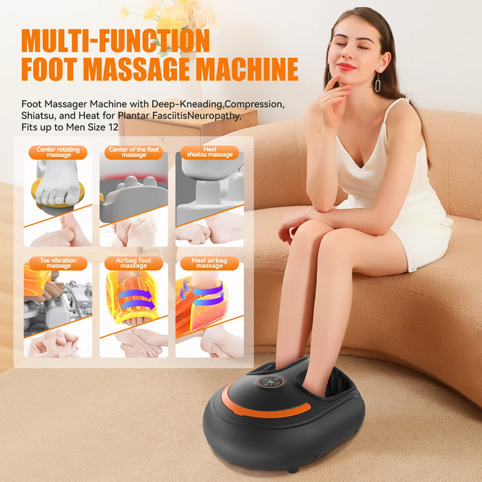 Multifunctional Electric Foot Massager Machine With Remote Control Kneading Roller Airbag Warm Compress Shiatsu Relaxation Gift