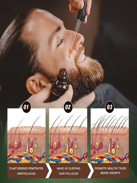 Fast Beard Growth Oil Beard Oil for Men Caffeine Natural Beard Growth Serum Promote Hair Regrowth Professional Brazilian Keratin