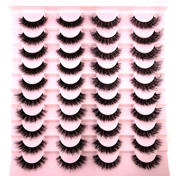 HBZGTLAD 20 Pairs Fluffy 3d Mink Lashes Natural Eyelash Extension Mink False Eyelashes Cilios Faux Cils Makeup Tool Thick Lashes