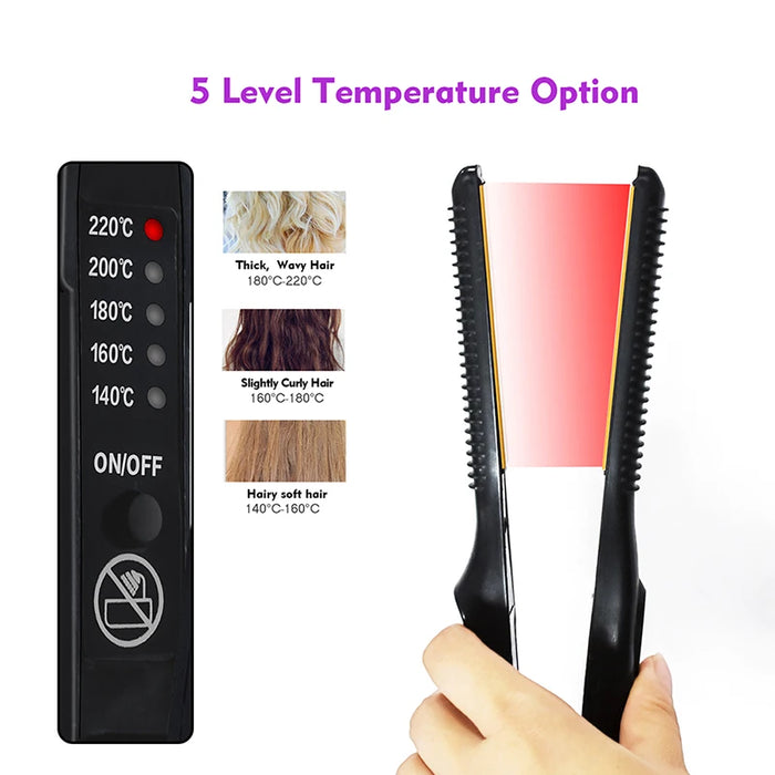 2 In 1 Hair Straightener Hair Curler Professional Ceramic Flat Iron For Short Hair Women And Men Beard Straightener