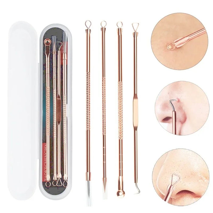 5/4/3 Pcs Stainless Steel Blackhead Remover Tool Kit Face Massage Whitehead Pimple Spot Comedone Acne Extractor Face Massager