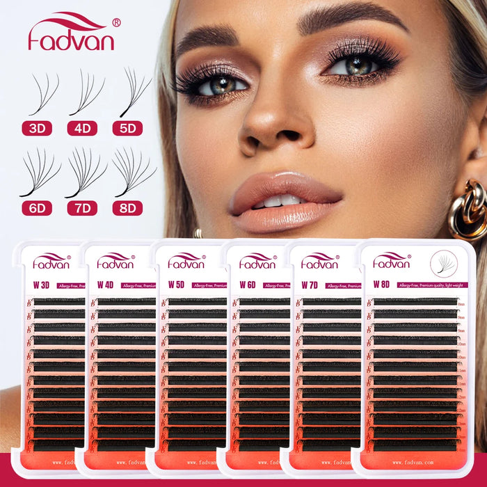 FADVAN 5D W Shape Lashes 0.07/0.05 C/D/DD/LCurl 3D/4D/5D/6D/7D/8D W Lashes Natural Soft Professional Lashes