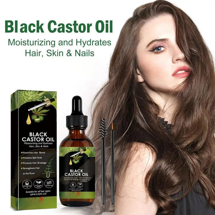 Black Castor Oil for Hair 60ml Moisturizing Hair Oil Care Liquid Jamaican Black Castor Hair Oil Gentle Natural Hair Growth Oil