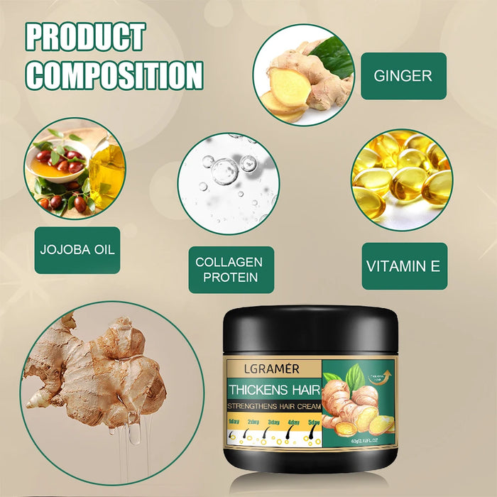 Hair Growth Products Ginger Regrowth Repair Cream Prevent Hair Loss Baldness Treatment Dense Hairs Beauty Hair Care Men Women