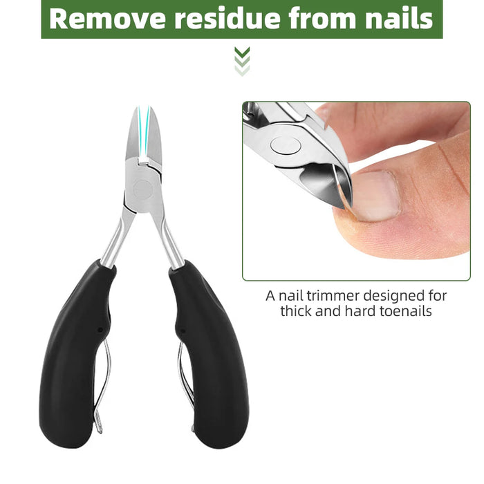 Professional Toe Nail Clippers Cutter ingrown toenail tool Thick Nail Dead Skin Dirt Remover Super Sharp Curved Blade Nail Tools