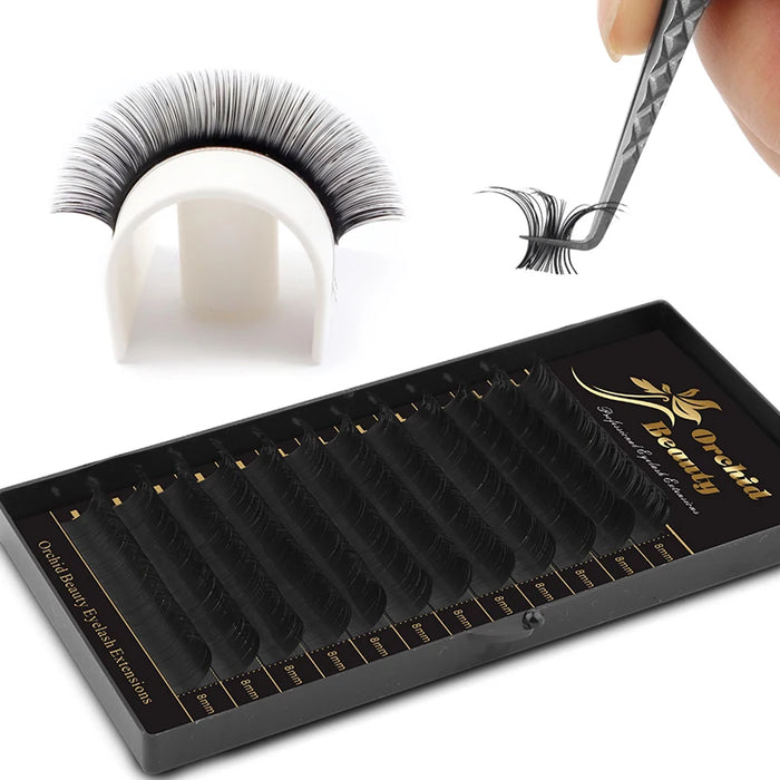 Orchid Beauty Wholesale Private Label C CC Curl Matte Black Classic Silk Eyelashes Individual Volume Lash extension