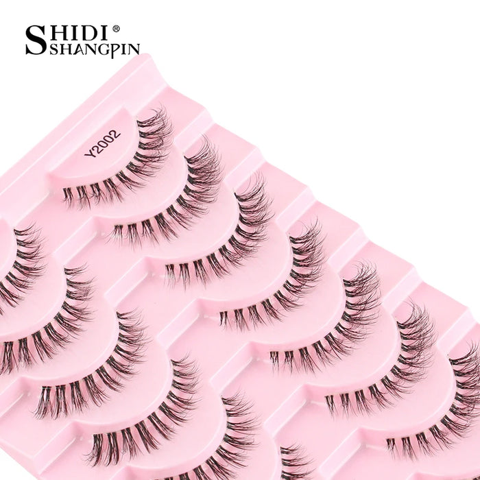 SHIDISHANGPIN 5/10Pairs False Lashes Cat Eye Eyelashes Eyelash Extension 3D Mink Half Lashes Natural Makeup faux Cils maquiagem