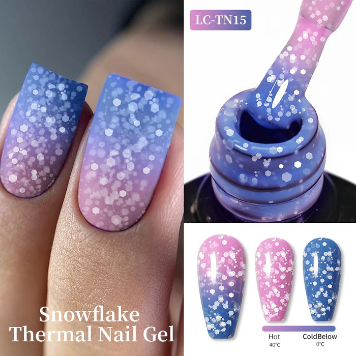 LILYCUTE Thermal Gel Nail Polish Nude Pink Winter Grey Gradient Temperature Color Changing Long Lasting Nail Art Gel Varnish